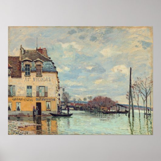 Alfred Sisley - Flood at Port-Marly 1872 ポスター (正面)