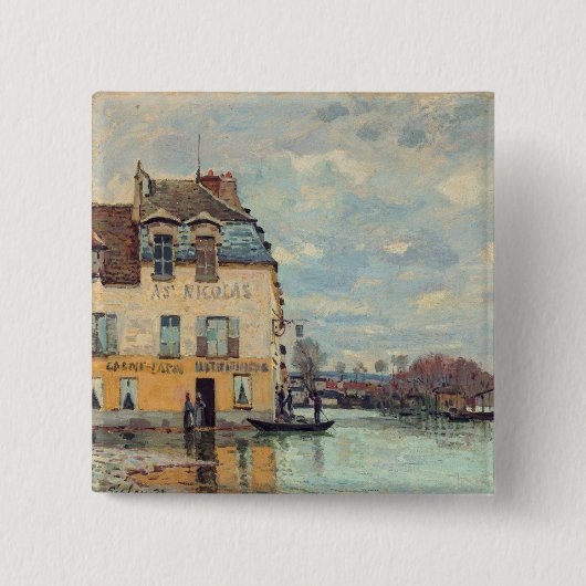 Alfred Sisley - Flood at Port-Marly 1872 缶バッジ (正面)