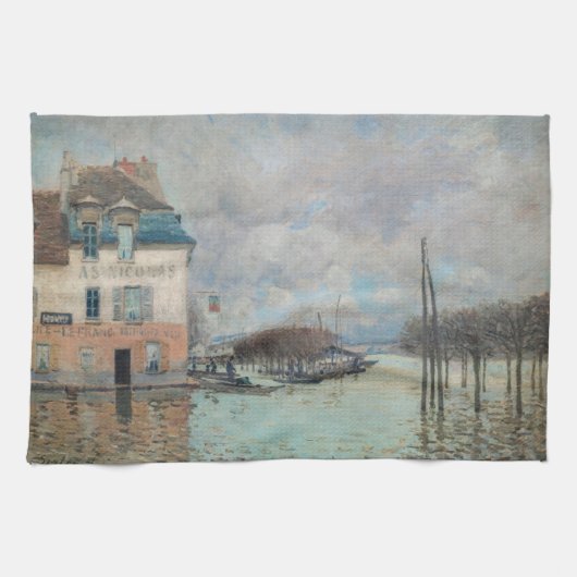 Alfred Sisley - Flood at Port-Marly 1876 キッチンタオル (横)