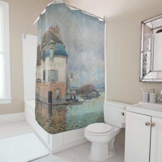 Alfred Sisley - Flood at Port-Marly 1876 シャワーカーテン (インサイチュ)