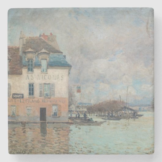 Alfred Sisley - Flood at Port-Marly 1876 ストーンコースター (正面)