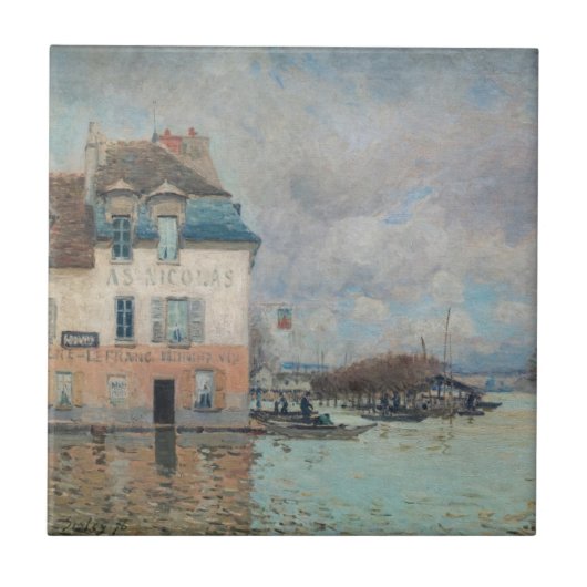 Alfred Sisley - Flood at Port-Marly 1876 タイル (正面)