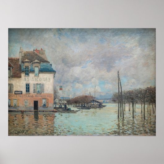Alfred Sisley - Flood at Port-Marly 1876 ポスター (正面)