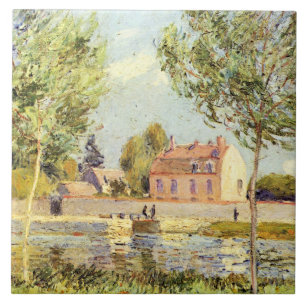 Alfred Sisley Houses on the banks of the Loing タイル