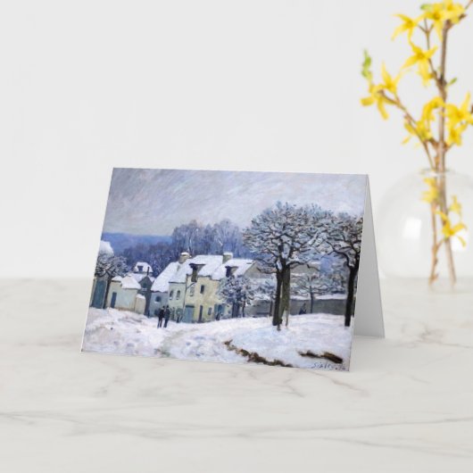 Alfred Sisley - Place Chenil in Marly, Snow Effect カード (黄色い花)