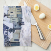Alfred Sisley - Place Chenil in Marly, Snow Effect キッチンタオル (四つ折り)