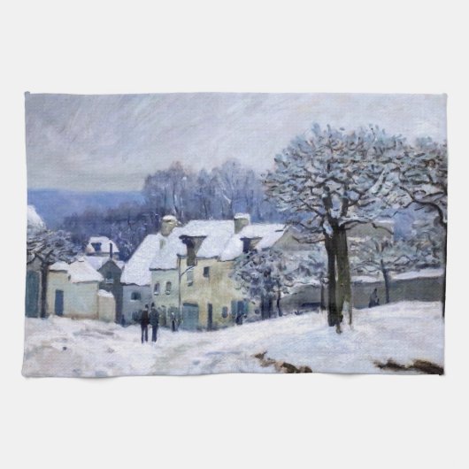 Alfred Sisley - Place Chenil in Marly, Snow Effect キッチンタオル (横)