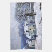 Alfred Sisley - Place Chenil in Marly, Snow Effect キッチンタオル (縦)
