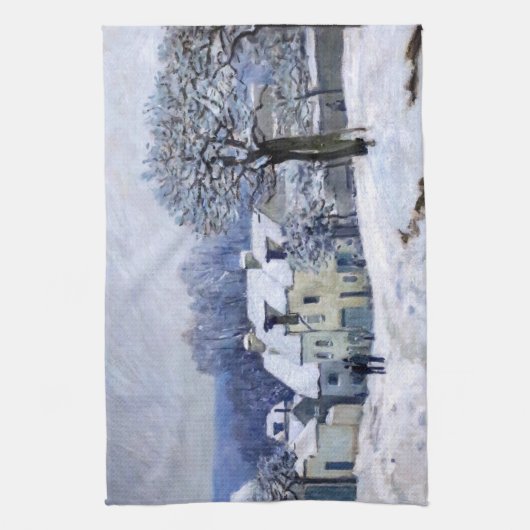 Alfred Sisley - Place Chenil in Marly, Snow Effect キッチンタオル (縦)