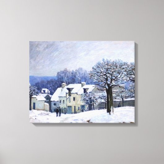 Alfred Sisley - Place Chenil in Marly, Snow Effect キャンバスプリント (正面)