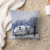 Alfred Sisley - Place Chenil in Marly, Snow Effect クッション (ブランケット)