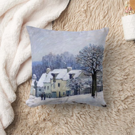 Alfred Sisley - Place Chenil in Marly, Snow Effect クッション (ブランケット)