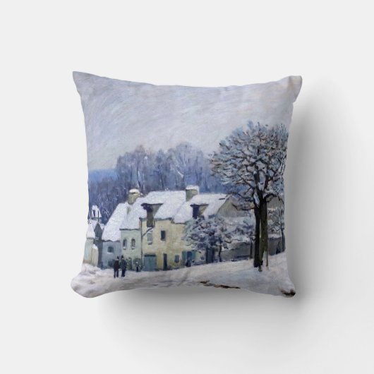 Alfred Sisley - Place Chenil in Marly, Snow Effect クッション (正面)
