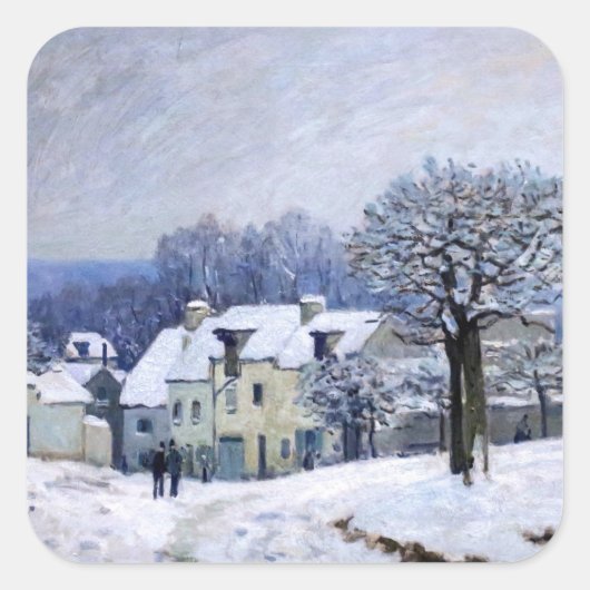 Alfred Sisley - Place Chenil in Marly, Snow Effect スクエアシール (正面)