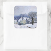 Alfred Sisley - Place Chenil in Marly, Snow Effect スクエアシール (バッグ)