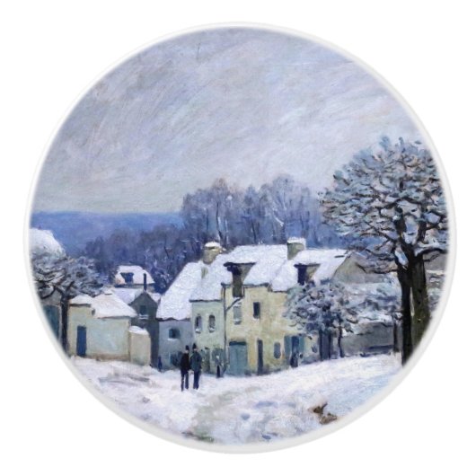 Alfred Sisley - Place Chenil in Marly, Snow Effect セラミックノブ (正面)