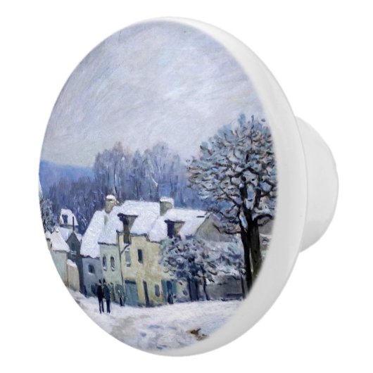 Alfred Sisley - Place Chenil in Marly, Snow Effect セラミックノブ (右)