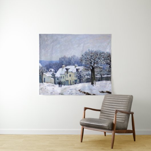 Alfred Sisley - Place Chenil in Marly, Snow Effect タペストリー (インサイチュ(横))