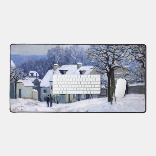 Alfred Sisley - Place Chenil in Marly, Snow Effect デスクマット (キーボード&マウス)