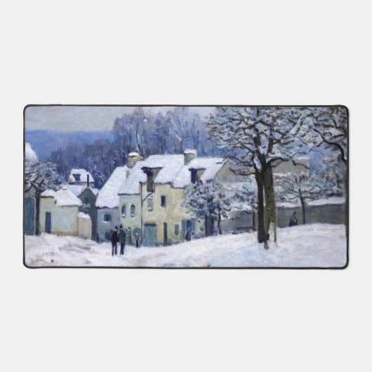 Alfred Sisley - Place Chenil in Marly, Snow Effect デスクマット (正面)