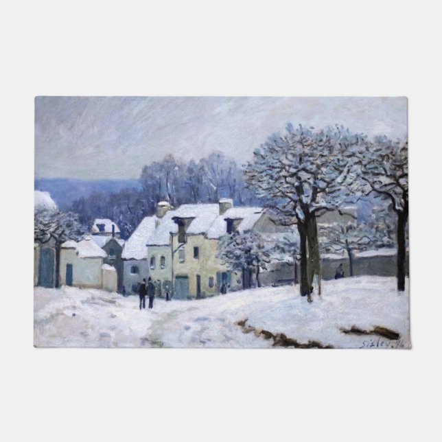 Alfred Sisley - Place Chenil in Marly, Snow Effect ドアマット (正面)