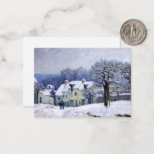 Alfred Sisley - Place Chenil in Marly, Snow Effect ノートカード (正面/裏面インサイチュ)