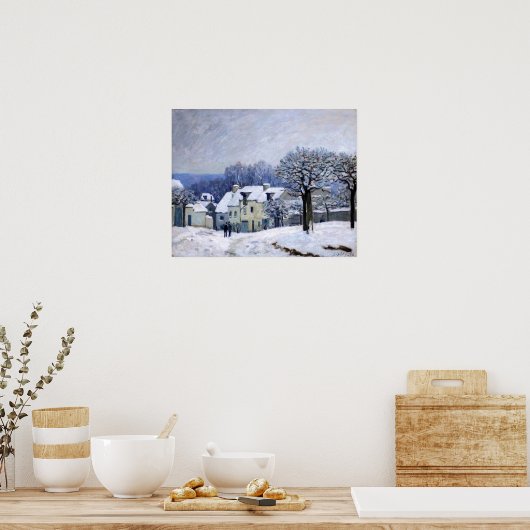 Alfred Sisley - Place Chenil in Marly, Snow Effect ポスター (キッチン)