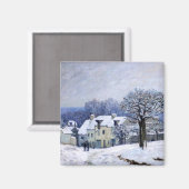 Alfred Sisley - Place Chenil in Marly, Snow Effect マグネット (正面/裏面)