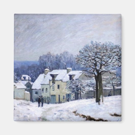 Alfred Sisley - Place Chenil in Marly, Snow Effect マグネット (正面)