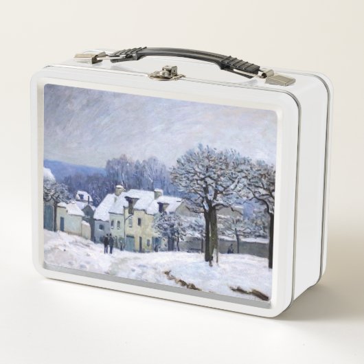 Alfred Sisley - Place Chenil in Marly, Snow Effect メタルランチボックス (正面)