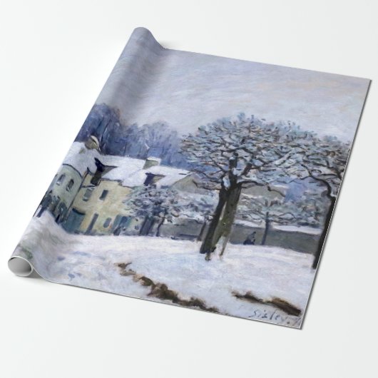 Alfred Sisley - Place Chenil in Marly, Snow Effect ラッピングペーパー (アンロールド)