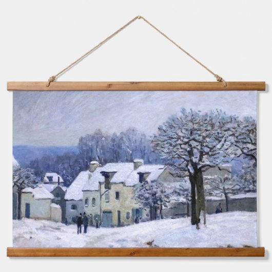 Alfred Sisley - Place Chenil in Marly, Snow Effect 吊り下げ型タペストリー (正面)