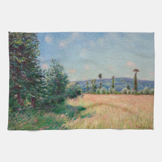 Alfred Sisley - Sahurs Meadows in Morning Sun キッチンタオル (横)