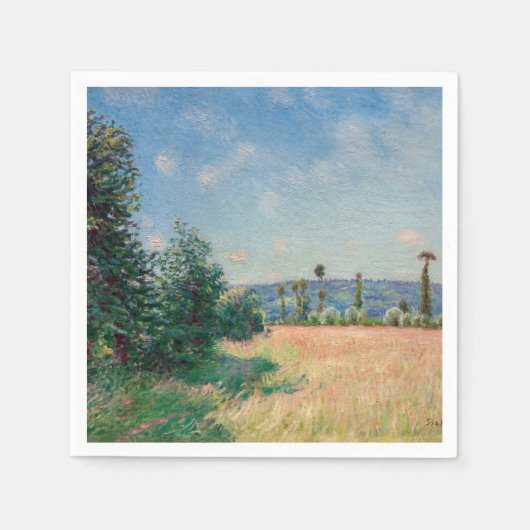Alfred Sisley - Sahurs Meadows in Morning Sun スタンダードカクテルナプキン (正面)