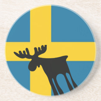 Älg / Moose med Svenska flaggan コースター