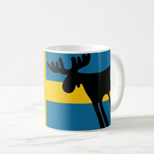 Älg / Moose med Svenska flaggan コーヒーマグカップ (正面右)