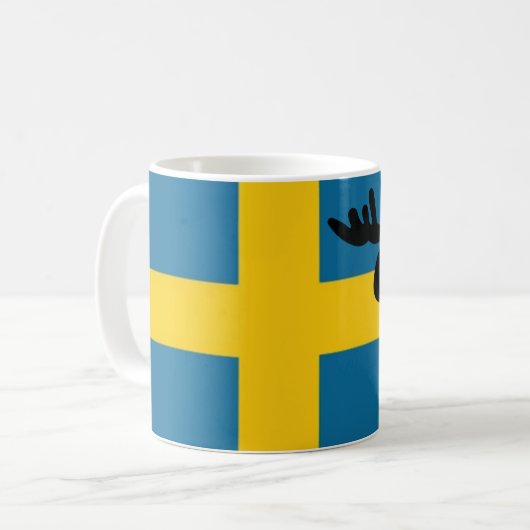 Älg / Moose med Svenska flaggan コーヒーマグカップ (正面左)