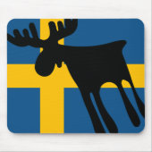 Älg / Moose med Svenska flaggan マウスパッド (正面)
