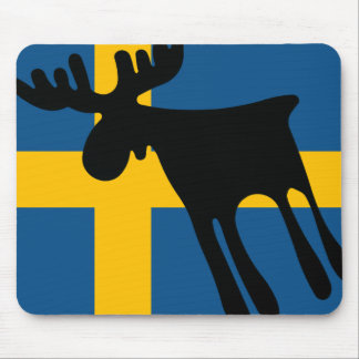Älg / Moose med Svenska flaggan マウスパッド