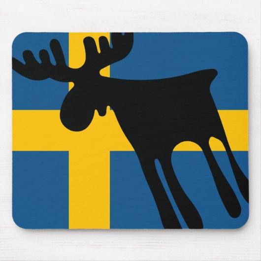 Älg / Moose med Svenska flaggan マウスパッド (正面)