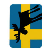 Älg / Moose med Svenska flaggan マグネット (縦)