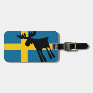 Älg / Moose med Svenska flaggan ラゲッジタグ