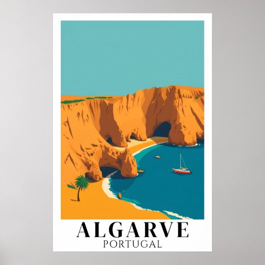 Algarve Portugal Beach Vintage Travel Art ポスター (正面)