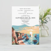 Algarve Portugal Wedding Invitation Retro 招待状 (スタンド正面)