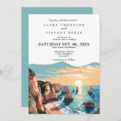 Algarve Portugal Wedding Invitation Retro 招待状 (正面/裏面)