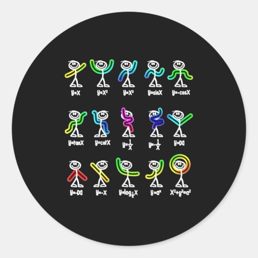 Algebra Dance Funny Graph Figures Math  ラウンドシール (正面)