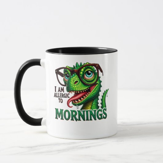 Algely to Mornings Mug – 動物おもしろい引用文 マグカップ (左)