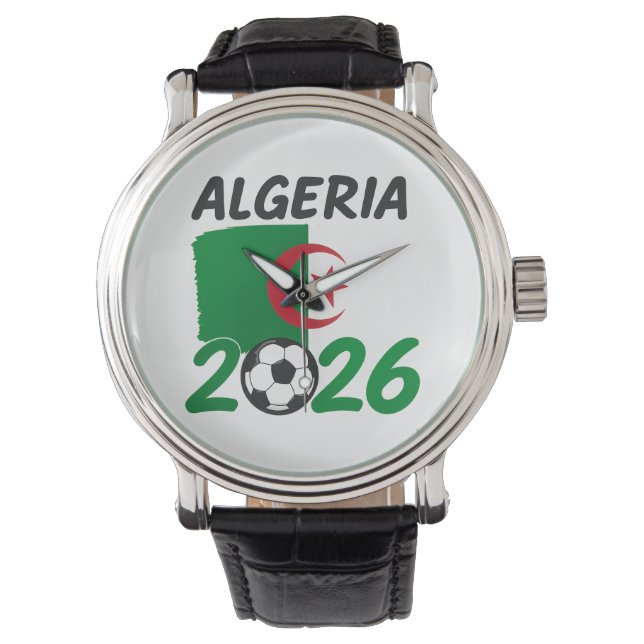 Algeria 2026 Soccer Fan Design with Crescent Star  腕時計 (正面)