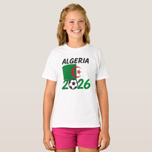 Algeria 2026 Soccer Fan Design with Crescent Star  Tシャツ (正面フル)