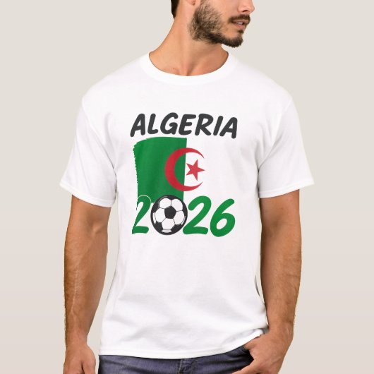 Algeria 2026 Soccer Fan Design with Crescent Star  Tシャツ (正面)